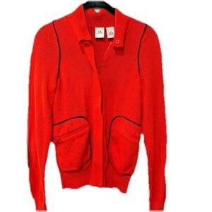 Armani Exchange‎ A|X Red Knit Zip Up Cardigan Sweater Jacket